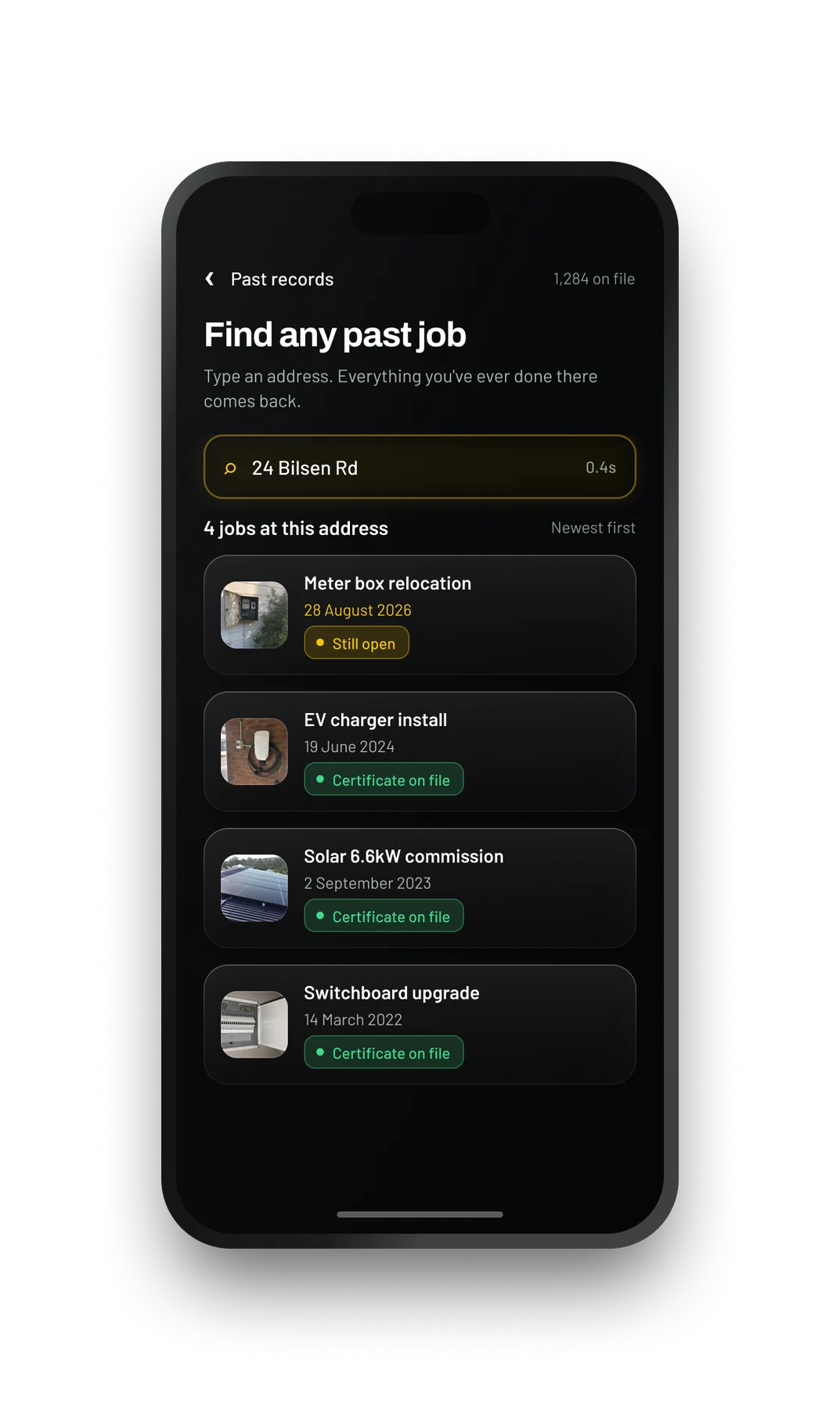 Find any past job — Answering a four-year-old question in a second