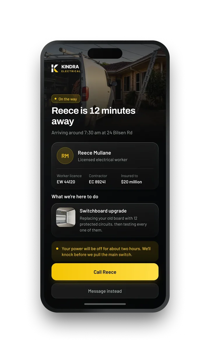 On the way — Twelve minutes out, with your licence on it