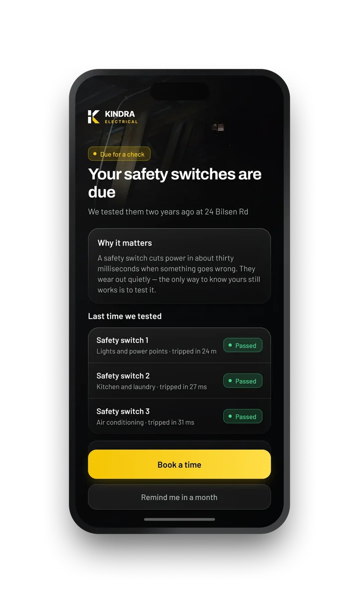 Safety switch reminder — The repeat work most sparkies never chase